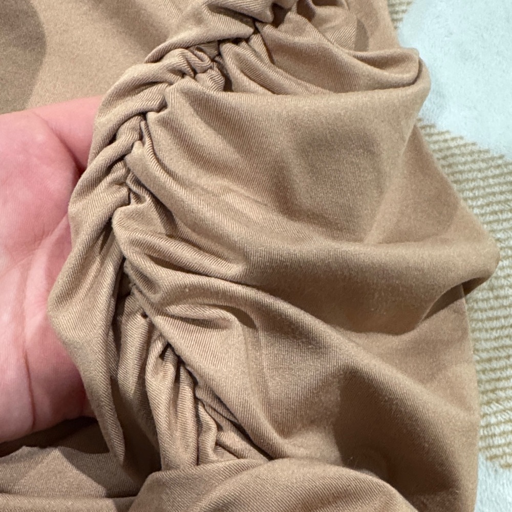 Amazon Tan Ruched Mini Dress - Picture 4 of 4